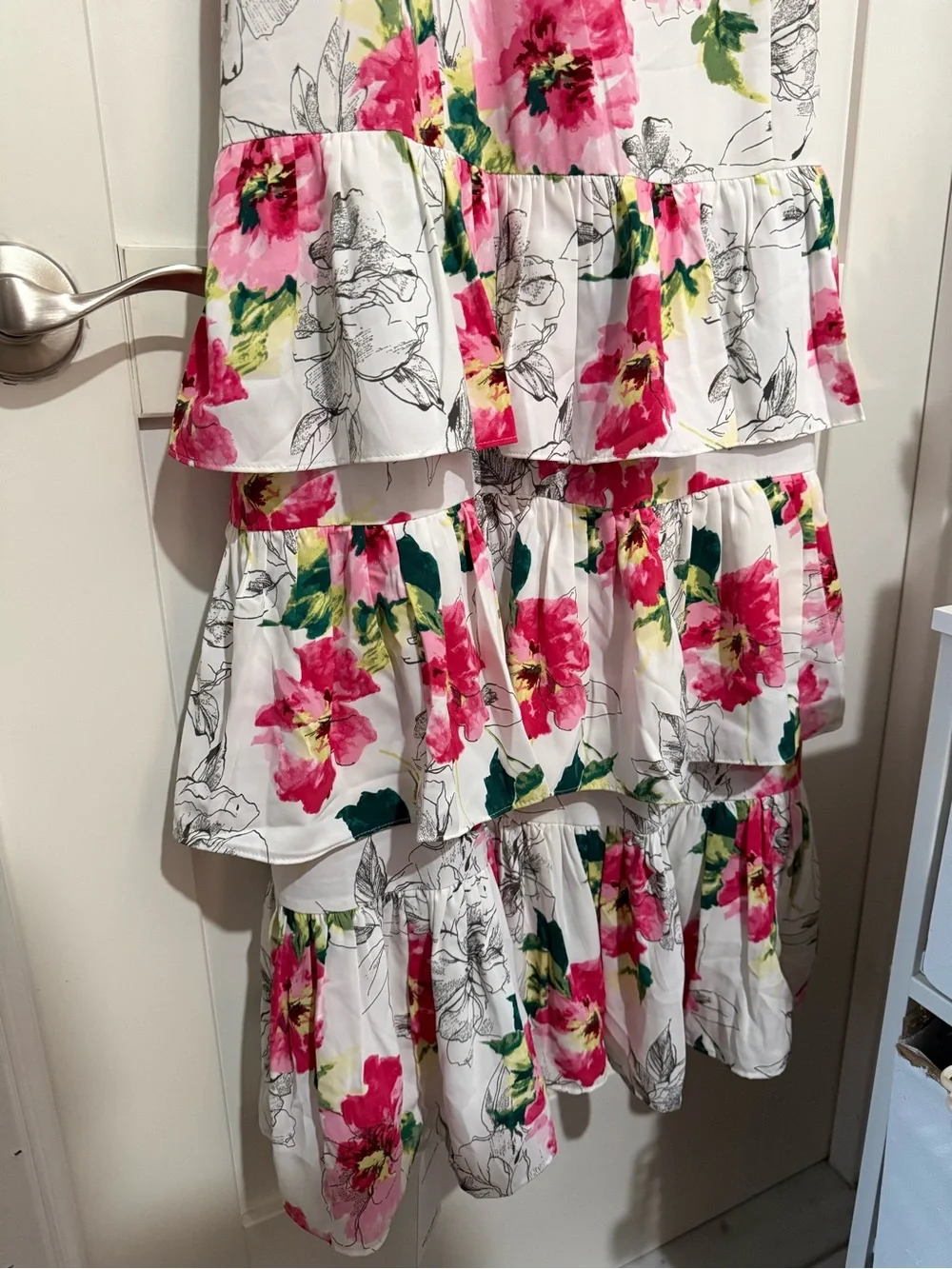 Abercrombie & Fitch White Maxi Dress with Pink Floral Print